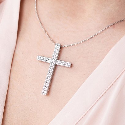 Золотой крестик с бриллиантами пб0168ca №3