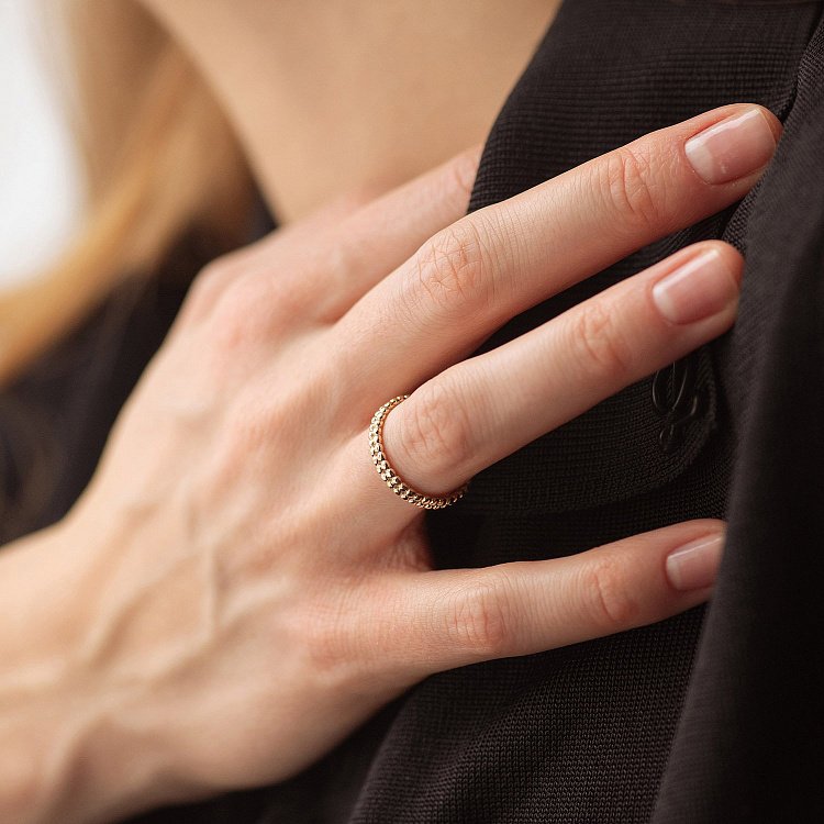 Кольцо "Шарики" в желтом золоте к07543 от ювелирного магазина Оникс - 1