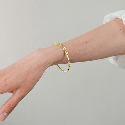 Жесткий браслет "Змея" в желтом золоте б05628 №4