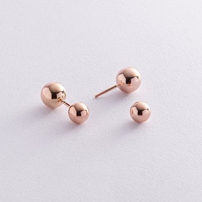 Серьги "Шарики" в красном золоте с02904 №4