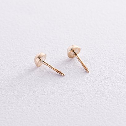 Сережки - пусети "Напівсфера" у жовтому золоті (0.5 см) с08204 №2