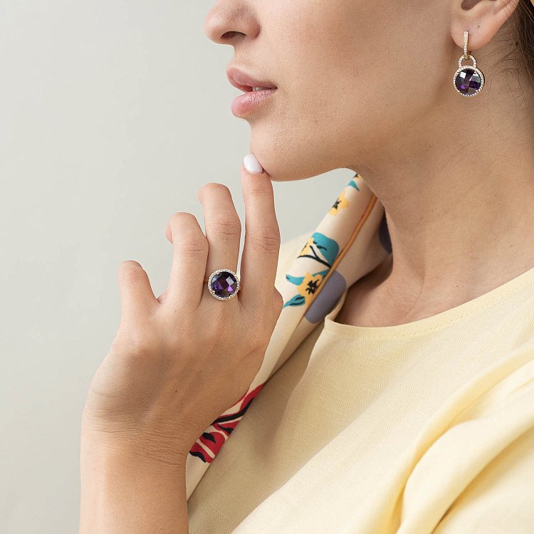 Ексклюзивні золоті сережки з фіанітами с03534 від ювелірного магазину Онікс - 2