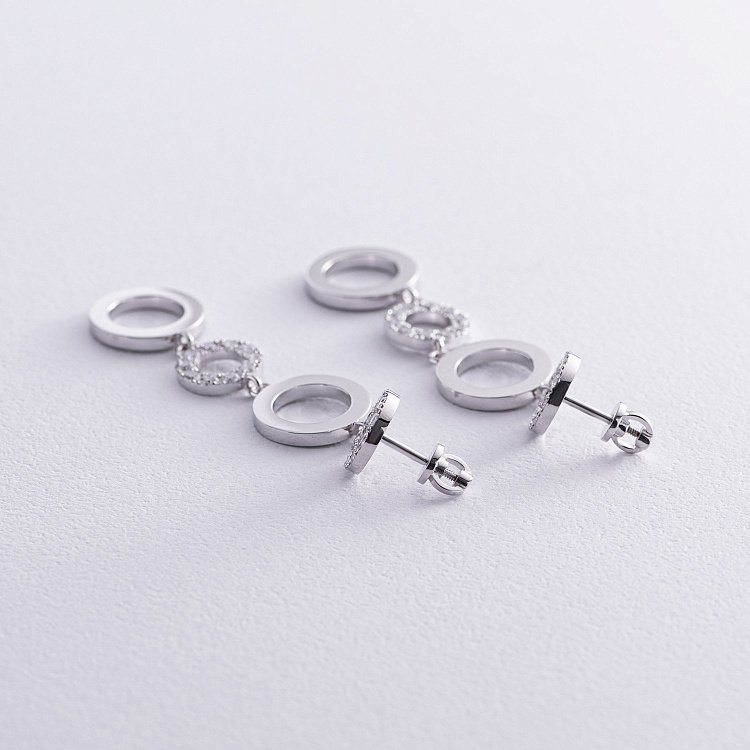 Золоті сережки - пусети "Кругообіг" з діамантами 36871121 від ювелірного магазину Онікс - 5