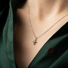 Золотой крестик с бриллиантом и изумрудами пб0299nl от ювелирного магазина Оникс - 3