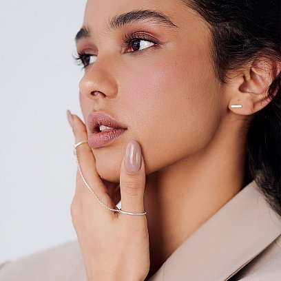 Серебряное двойное кольцо на цепочке 112626 №4