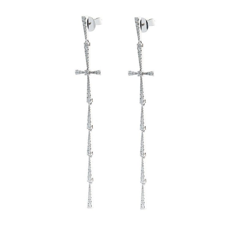 Золотые серьги "Крестики" с бриллиантами сб0134ch от ювелирного магазина Оникс - 1