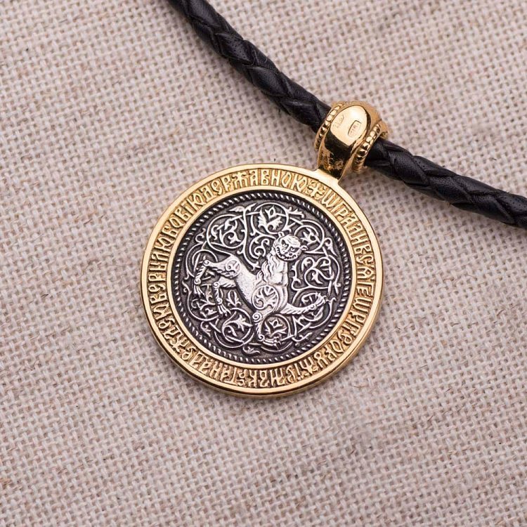 Срібна підвіска з позолотою "Чудо Св. Георгія про змія" 131742 від ювелірного магазину Онікс - 8