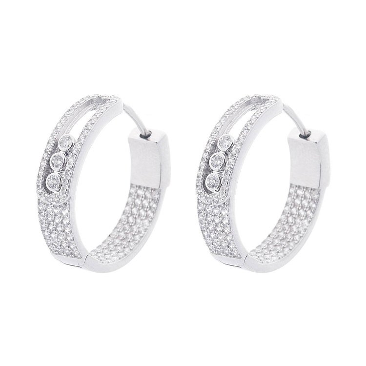 Срібні сережки з фіанітами 122330 від ювелірного магазину Онікс - 1