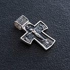 Серебряный крест "Распятие Христово. Ангел Хранитель"  с чернением 132566 от ювелирного магазина Оникс