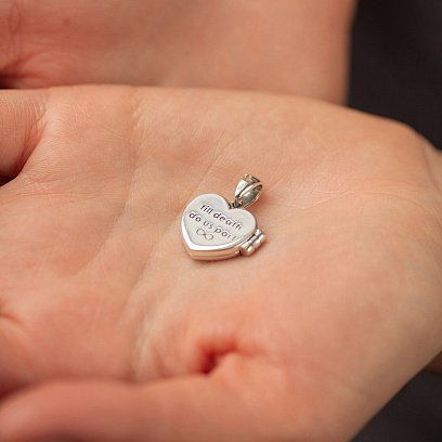 Серебряный кулон "Сердечко. Till death do us part - пока смерть не разлучит нас" для фотографии 7352 №4