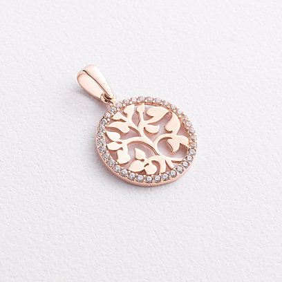 Золотой кулон "Древо жизни" с фианитами п04104