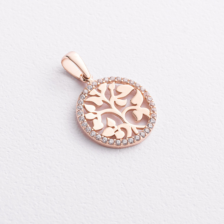 Золотой кулон "Древо жизни" с фианитами п04104 от ювелирного магазина Оникс