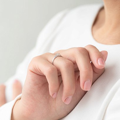 Помолвочное кольцо в белом золоте (фианит) к05879 №4