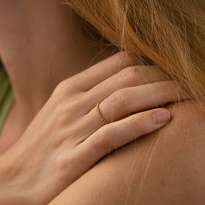 Каблучка "Мелоді" з фіанітами (червоне золото) к07546 №4