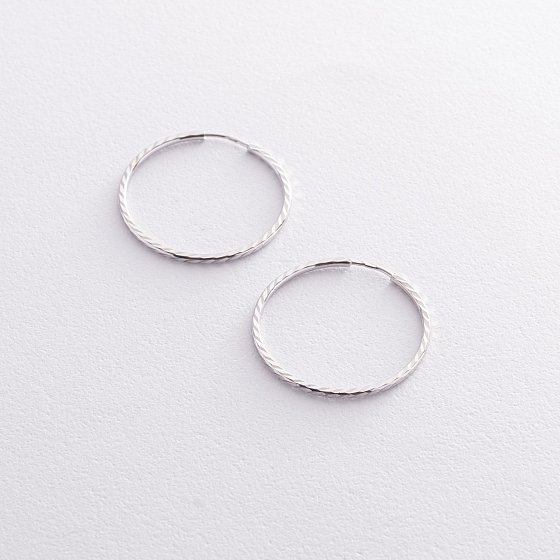 Серьги - кольца в белом золоте (2.9 см) с07144 №3