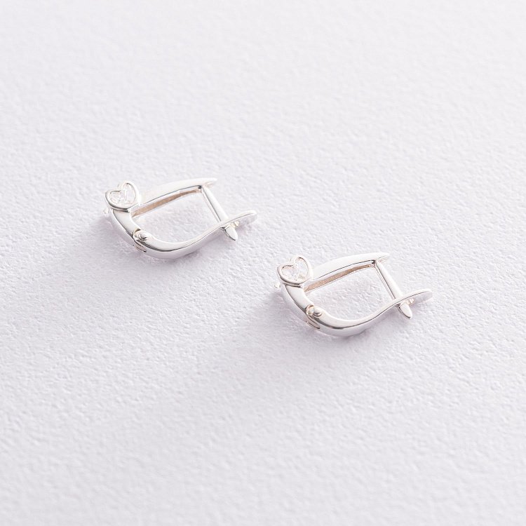 Срібні сережки "Сердечка" (фіаніти) 123005 від ювелірного магазину Онікс - 2