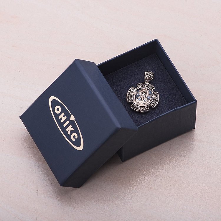 Золотая ладанка "Троица. Божия Матерь "Знамение" п02642 от ювелирного магазина Оникс - 5