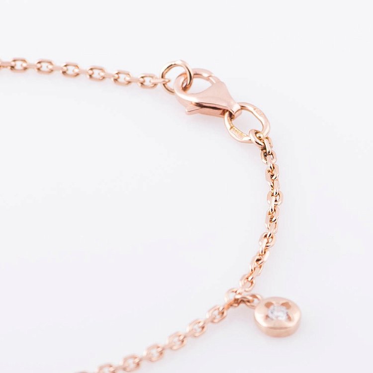 Золотий браслет "Конюшина" з фіанітами б02747 від ювелірного магазину Онікс - 2