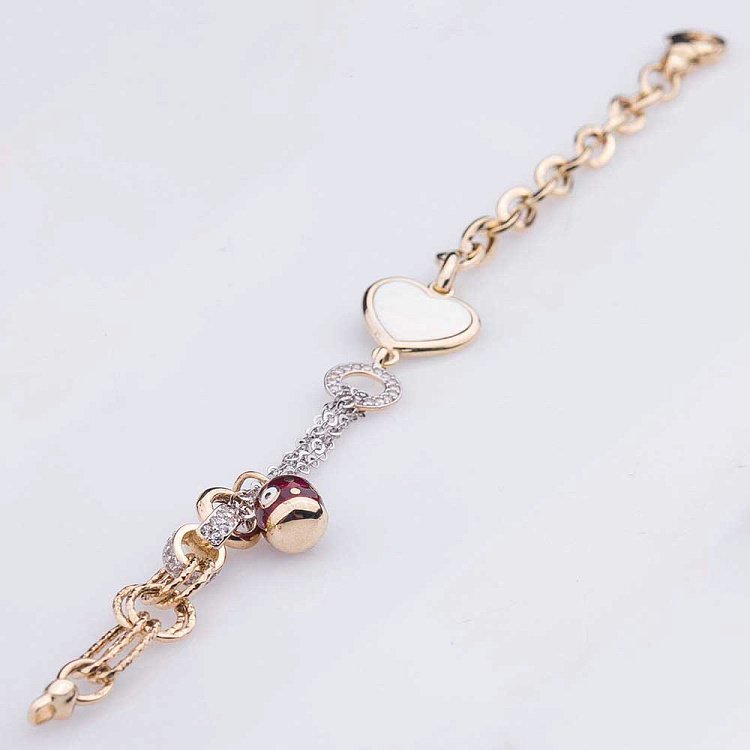 Золотий браслет "Серце" з емаллю і фіанітами б02301 від ювелірного магазину Онікс - 2