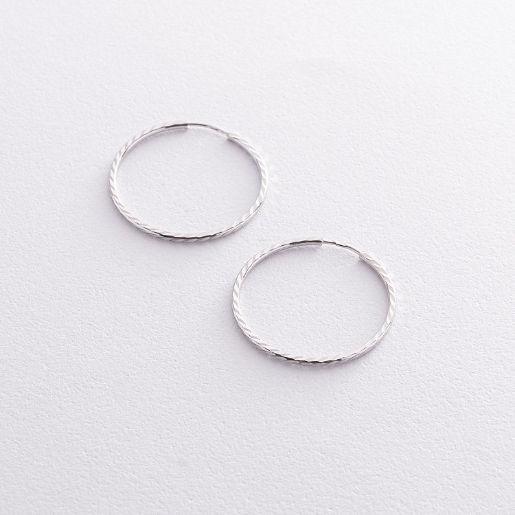 Серьги - кольца в белом золоте (2.9 см) с07144 от ювелирного магазина Оникс - 2