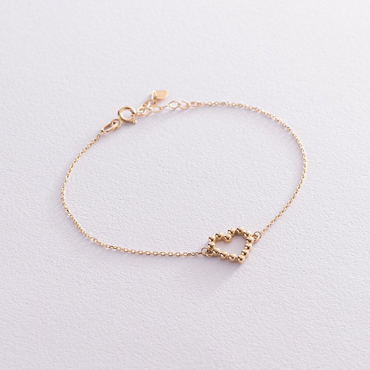 Браслет "Закохане серце" в жовтому золоті б04844 від ювелірного магазину Онікс