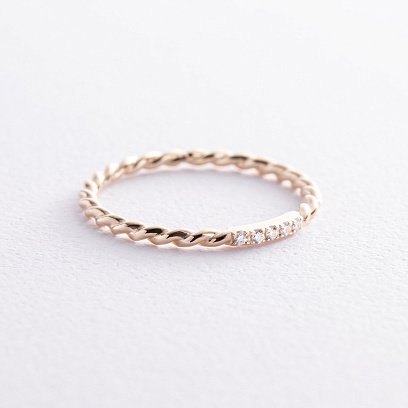 Каблучка "Мелоді" з фіанітами (жовте золото) к07547 №5