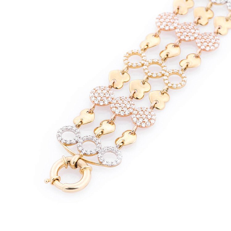 Золотой браслет с фианитами б01651 от ювелирного магазина Оникс - 1