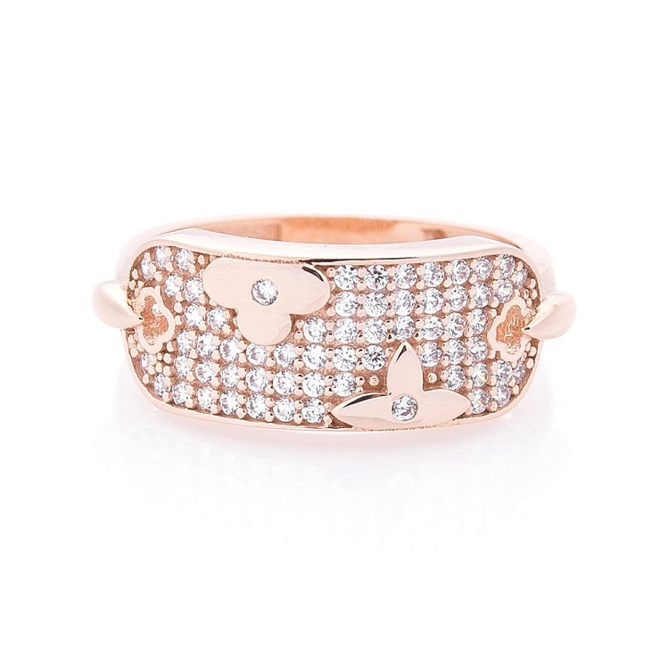 Золотий перстень з конюшиною (фіаніт) к06253 від ювелірного магазину Онікс - 2