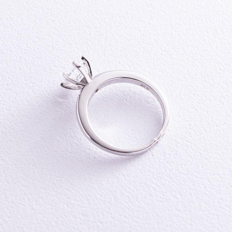 Срібна заручальна каблучка з фіанітом 111848 від ювелірного магазину Онікс - 2