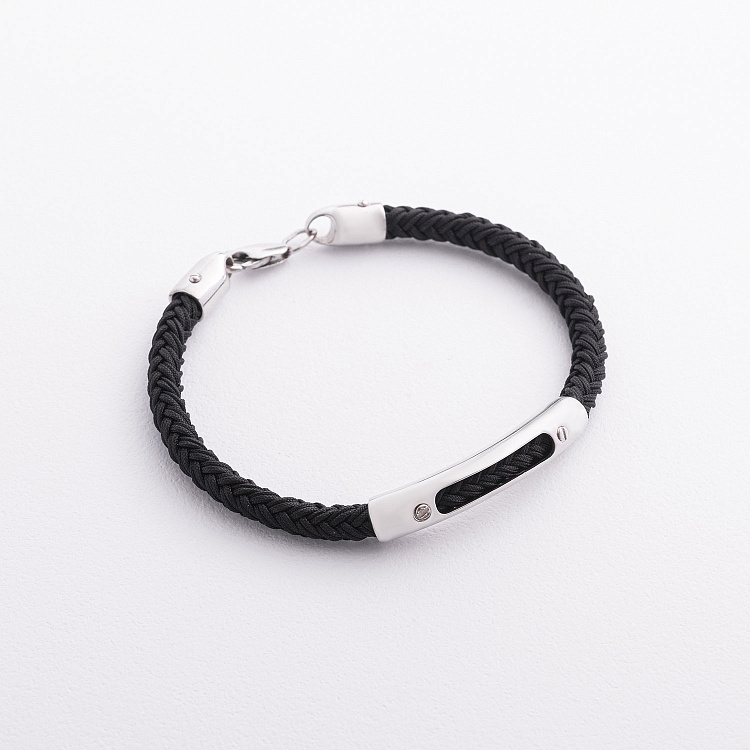 Мужской серебряный браслет 905-01134ч от ювелирного магазина Оникс