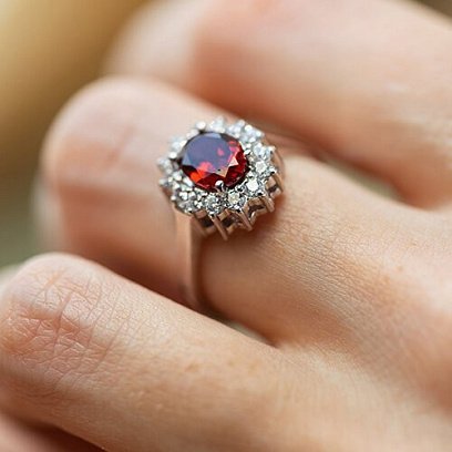 Серебряное кольцо с пиропом и фианитами GS-01-012-4110 №2