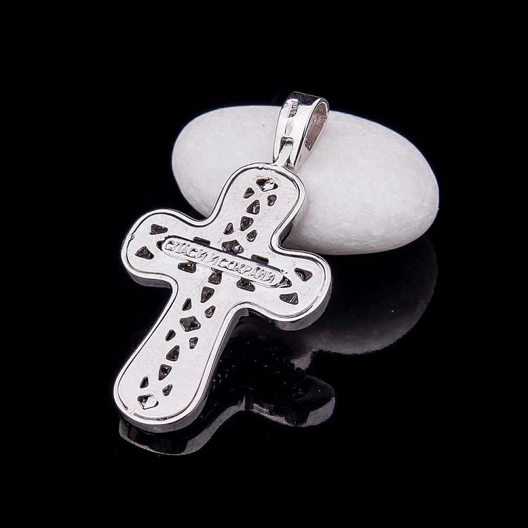 Золотий хрестик з фіанітами п02237 від ювелірного магазину Онікс - 1