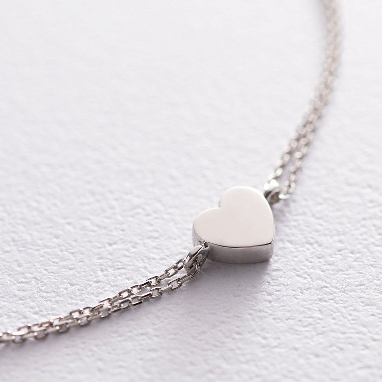 Браслет "Сердечко" в білому золоті б04560 від ювелірного магазину Онікс - 1