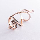 Золотое кольцо на фалангу "Змея" с фианитами к05249 от ювелирного магазина Оникс - 2