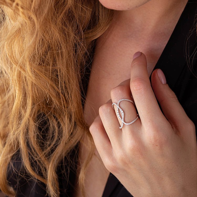 Каблучка в білому золоті з діамантами 197550ch від ювелірного магазину Онікс - 6