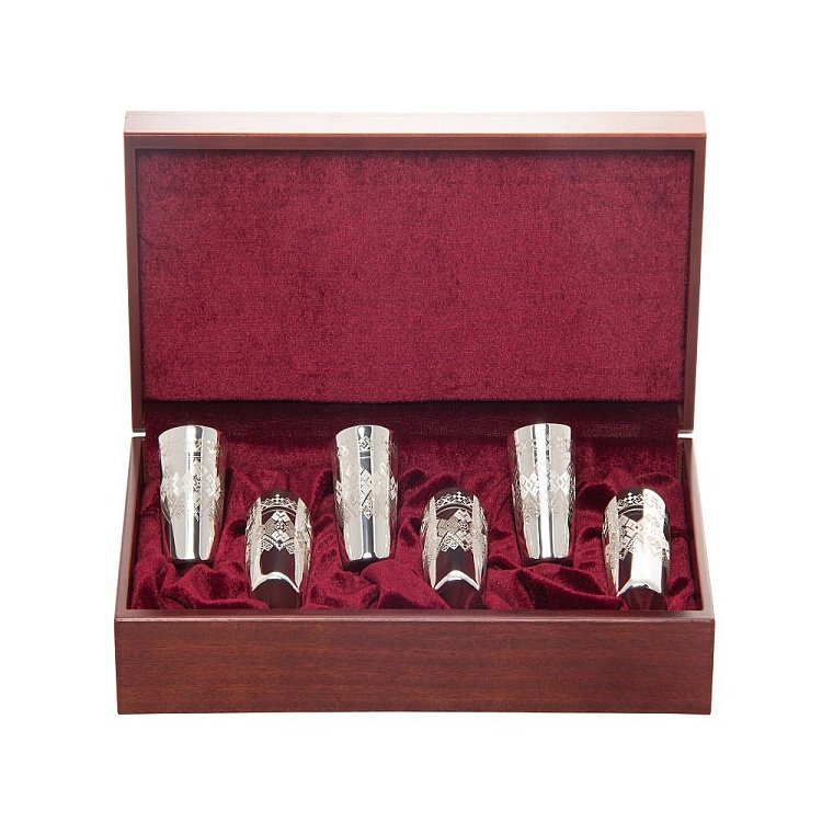 Срібний набір стопок "Вишиванка" (2 шт.) н73048 від ювелірного магазину Онікс