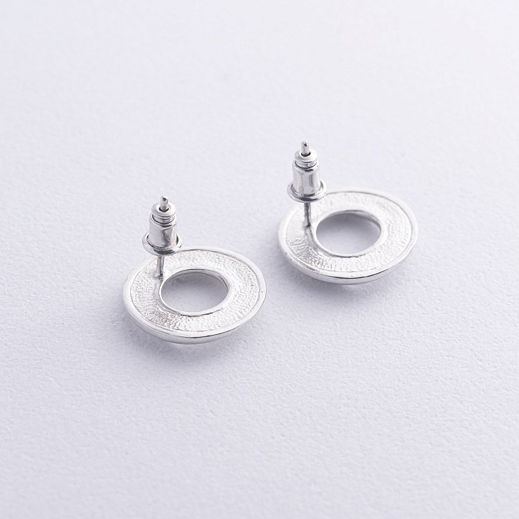 Серебряные серьги - пусеты "Сияние" 122880 от ювелирного магазина Оникс - 4