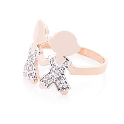 Золотий перстень "Хлопчики" (фіаніт) к06249 №2