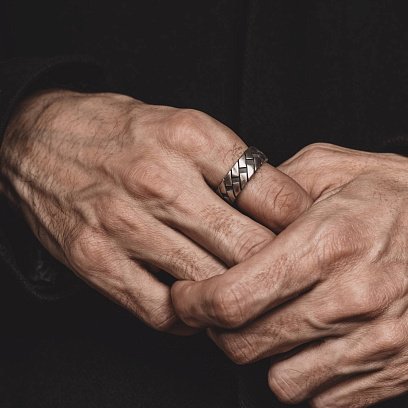 Срібна каблучка "З принтом шин" 112688 №4