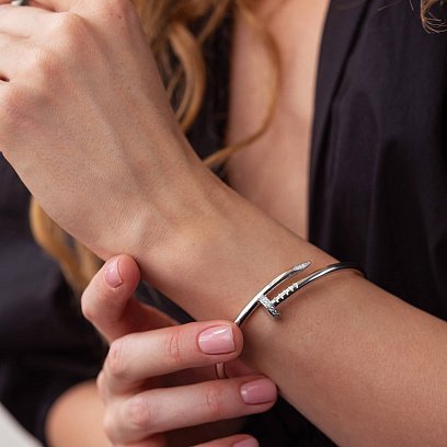 Жесткий золотой браслет "Гвоздь" (бриллианты) бб0032 №7