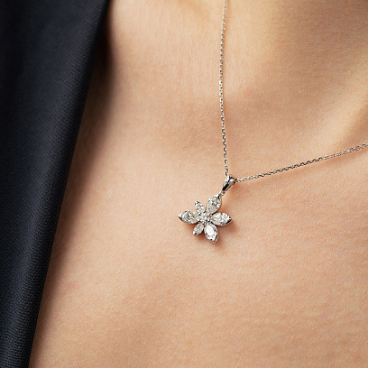 Золотой кулон "Цветочек" с бриллиантами пб0388rc №5