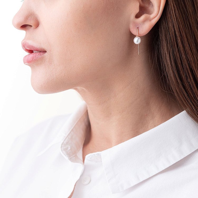 Золоті сережки "Витонченість" (перли) с07341 від ювелірного магазину Онікс - 4