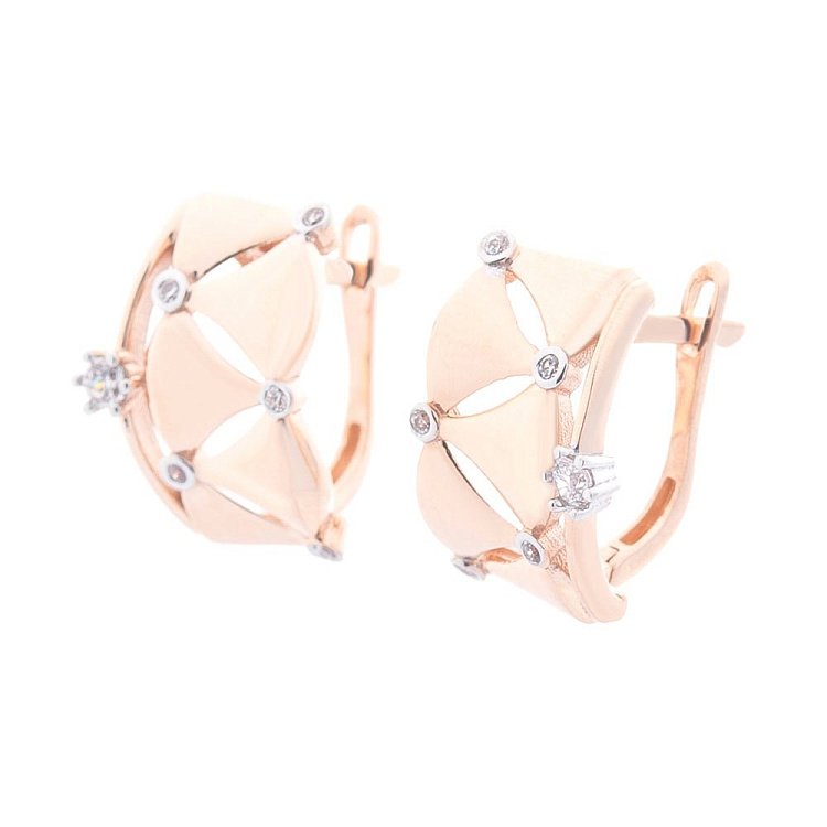 Эксклюзивные золотые серьги с фианитами с05718 от ювелирного магазина Оникс