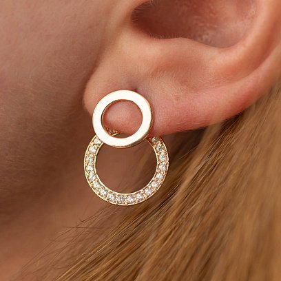 Сережки - джекети "Sophia" у червоному золоті (фіаніти) с09093 №4