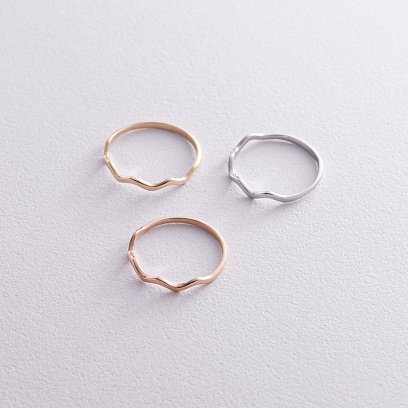 Кольцо "Волна" в красном золоте к06740 №5