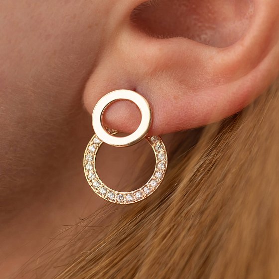 Сережки - джекети "Sophia" у червоному золоті (фіаніти) с09093 №4