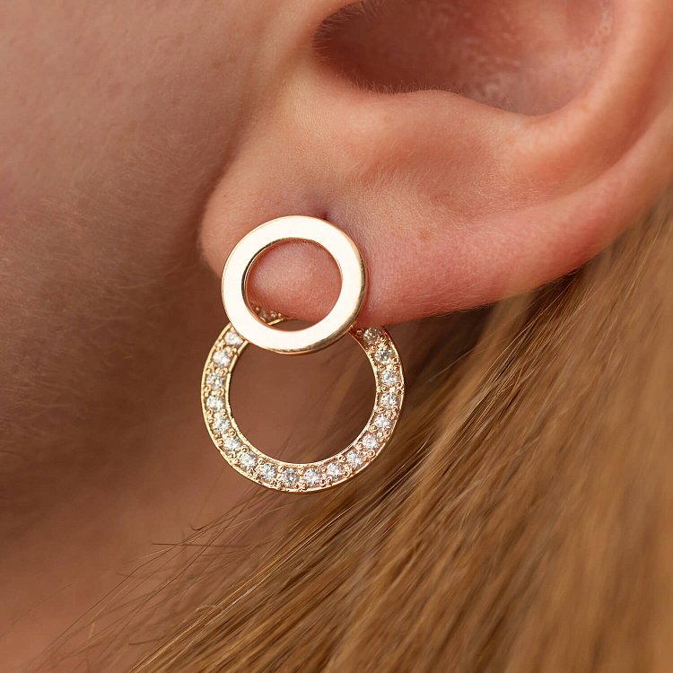 Сережки - джекети "Sophia" у червоному золоті (фіаніти) с09093 від ювелірного магазину Онікс - 3