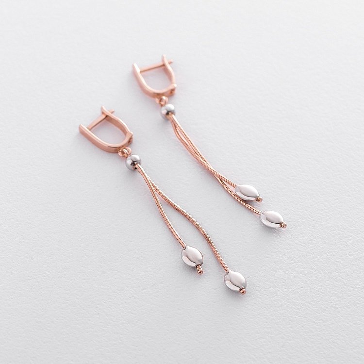 Висячие серьги из красного золота с01821 от ювелирного магазина Оникс