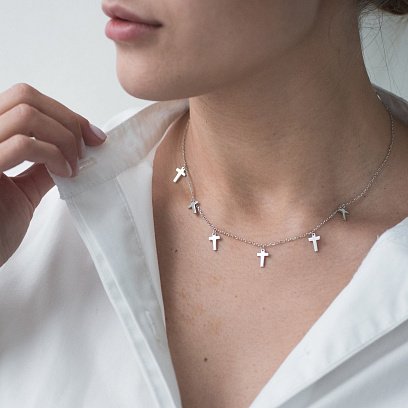 Серебряное колье "Крестики" (6 шт) 18950 №7