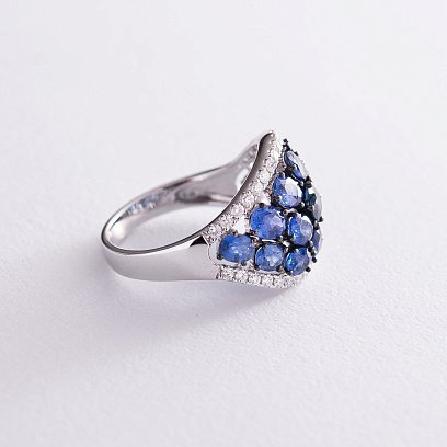 Ексклюзивна золота каблучка з діамантами і сапфірами MR16801gm №3